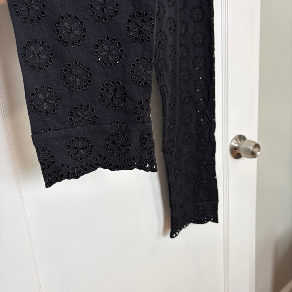JOHNNY WAS Ayla Black Eyelet Lace Legging Scalloped Hem Pants - Picture 10 of 13